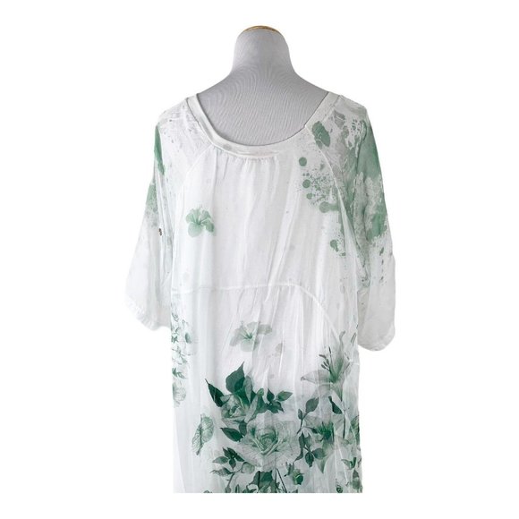 Scandal Italy Dress Flowy 3/4 Sleeve Roses Tunic - Picture 13 of 13